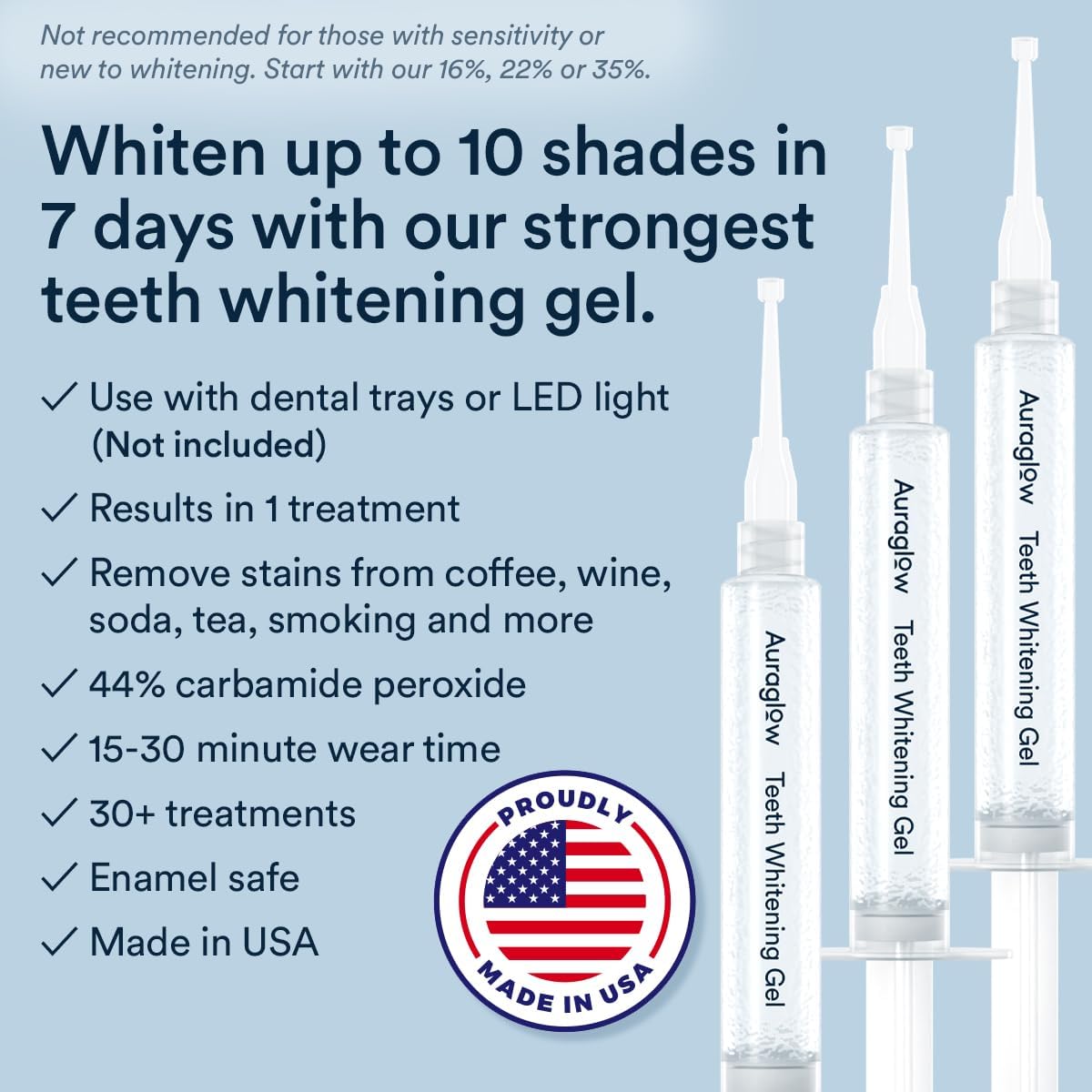 Auraglow 44% Teeth Whitening Gel | Carbamide Peroxide Teeth